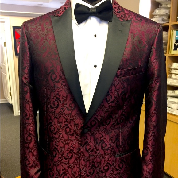 BRAND NEW Formal Tux Jacket Burgundy Peak Lapel - Men's Various Sizes Available - Picture 1 of 5